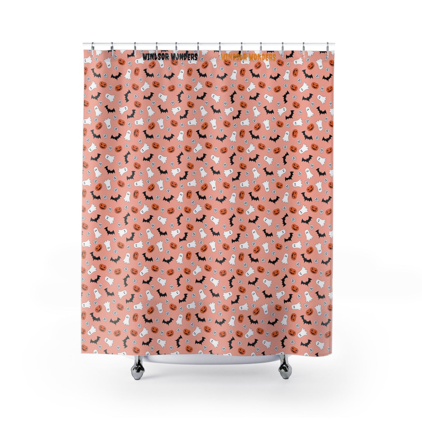 Windsor Wonders Orange Halloween Shower Curtain