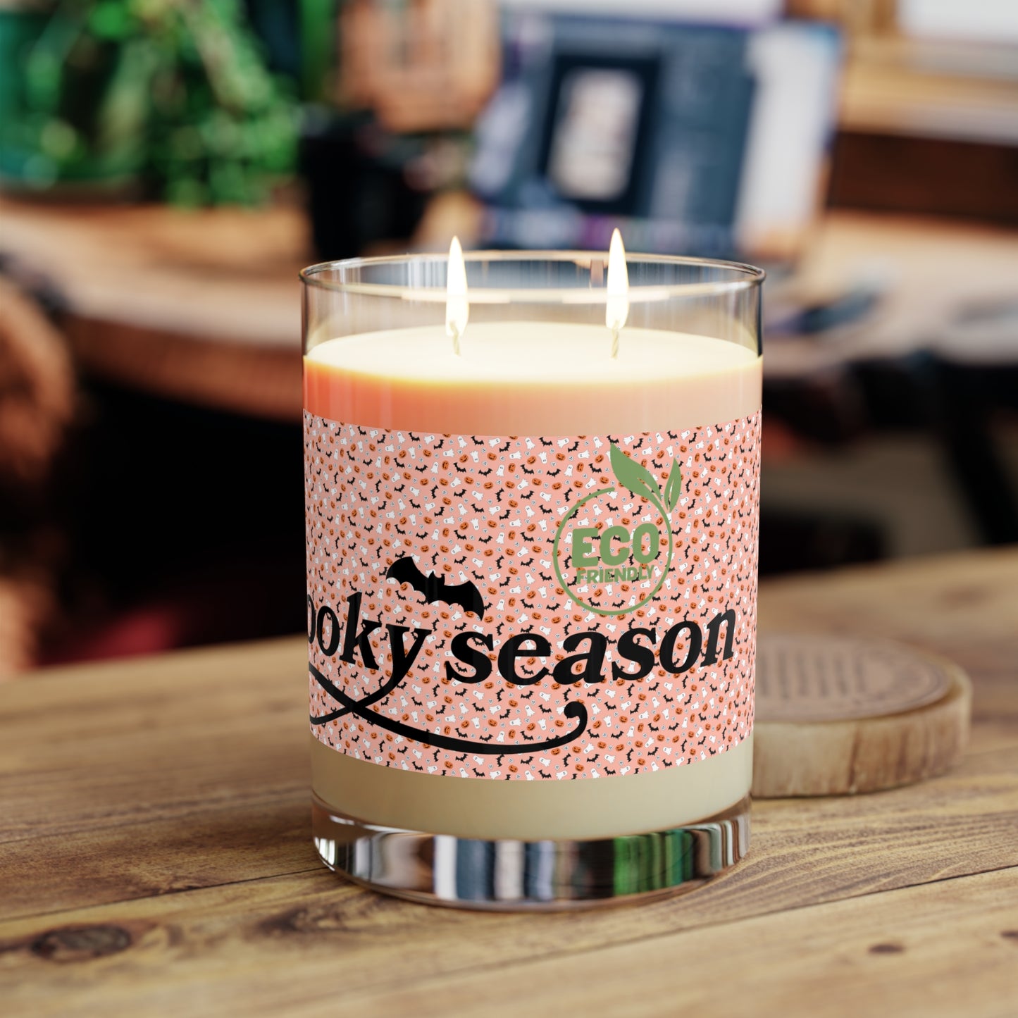 Scented Candle - Full Glass, 11oz, Orange Halloween wrapped