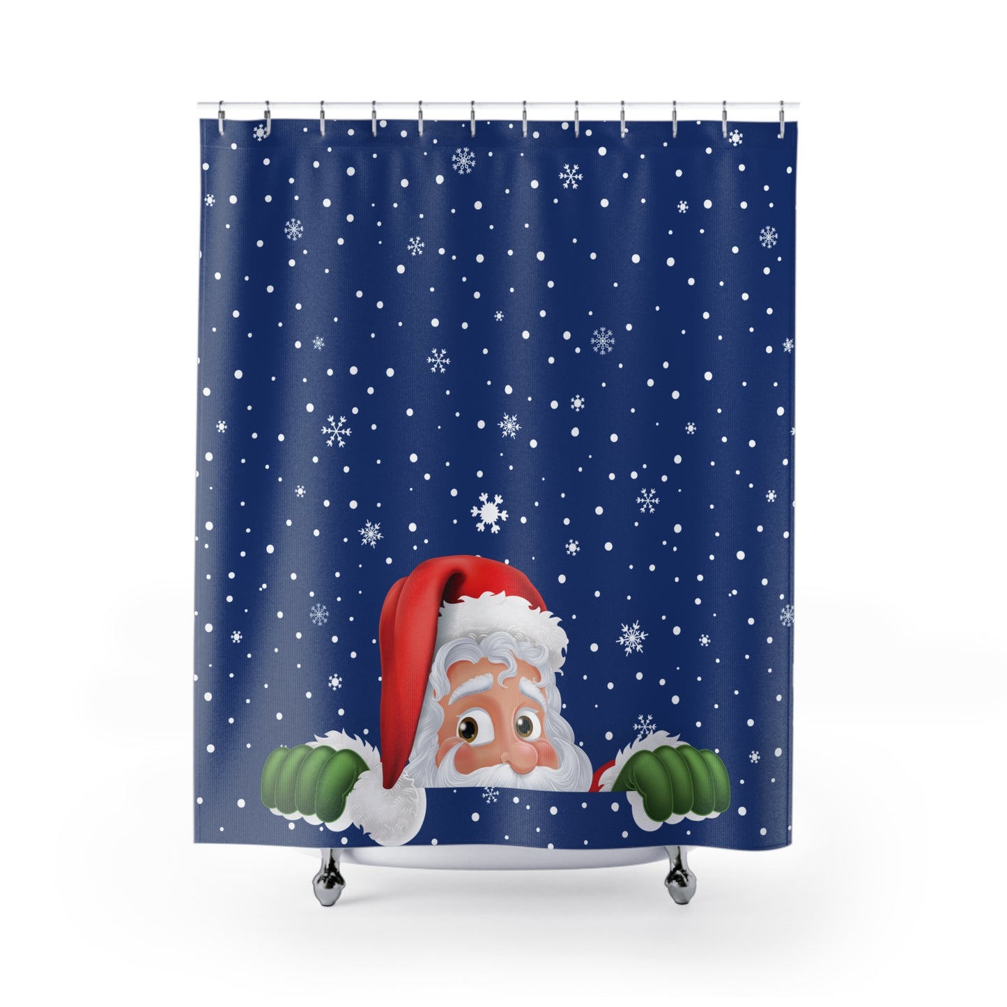Santa Dark Blue Shower Curtains