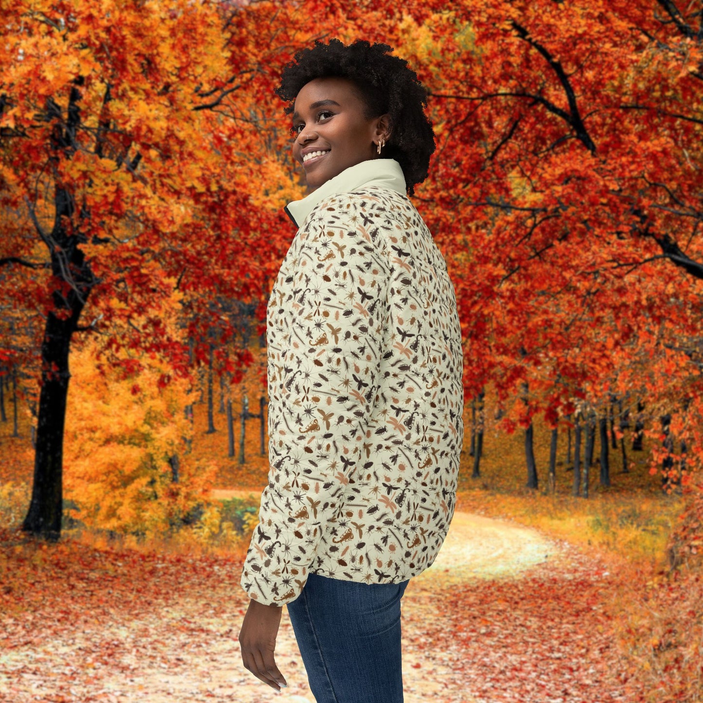 Stylish Entomology Women's Puffer Jacket for Cozy Comfort, Winter Fashion, Outdoor Adventures, Casual Wear, Holiday Gift Idea