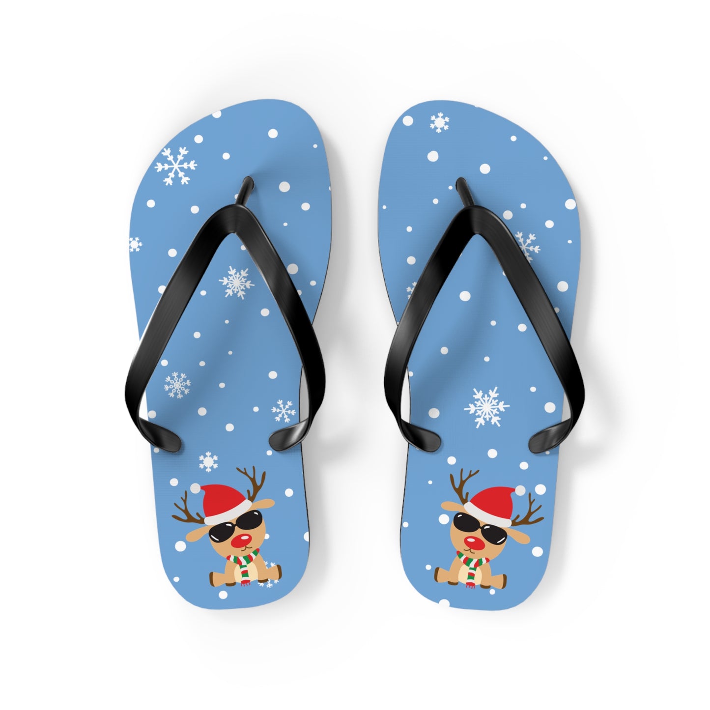 Cool Reindeer Flip Flops Light Blue