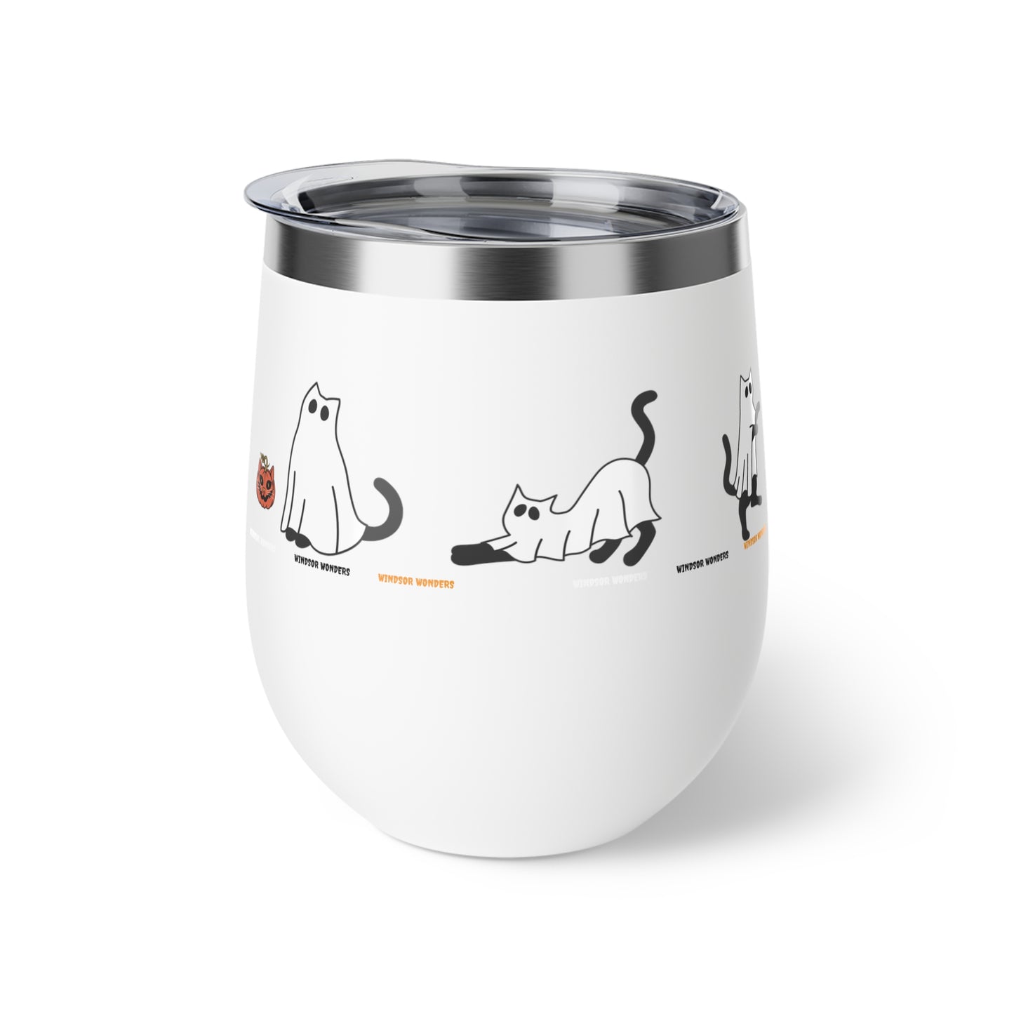Windsor Wonders Ghost Cats Copper Vacuum Insulated Cup, 12oz