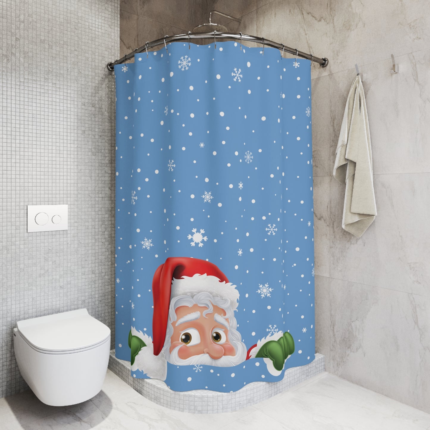 Santa Light Blue Shower Curtains