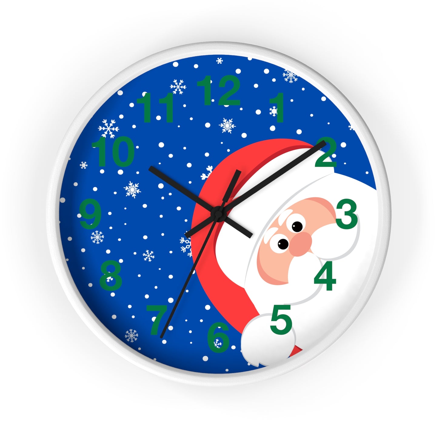 Santa's Watching Dark Blue Wall Clock