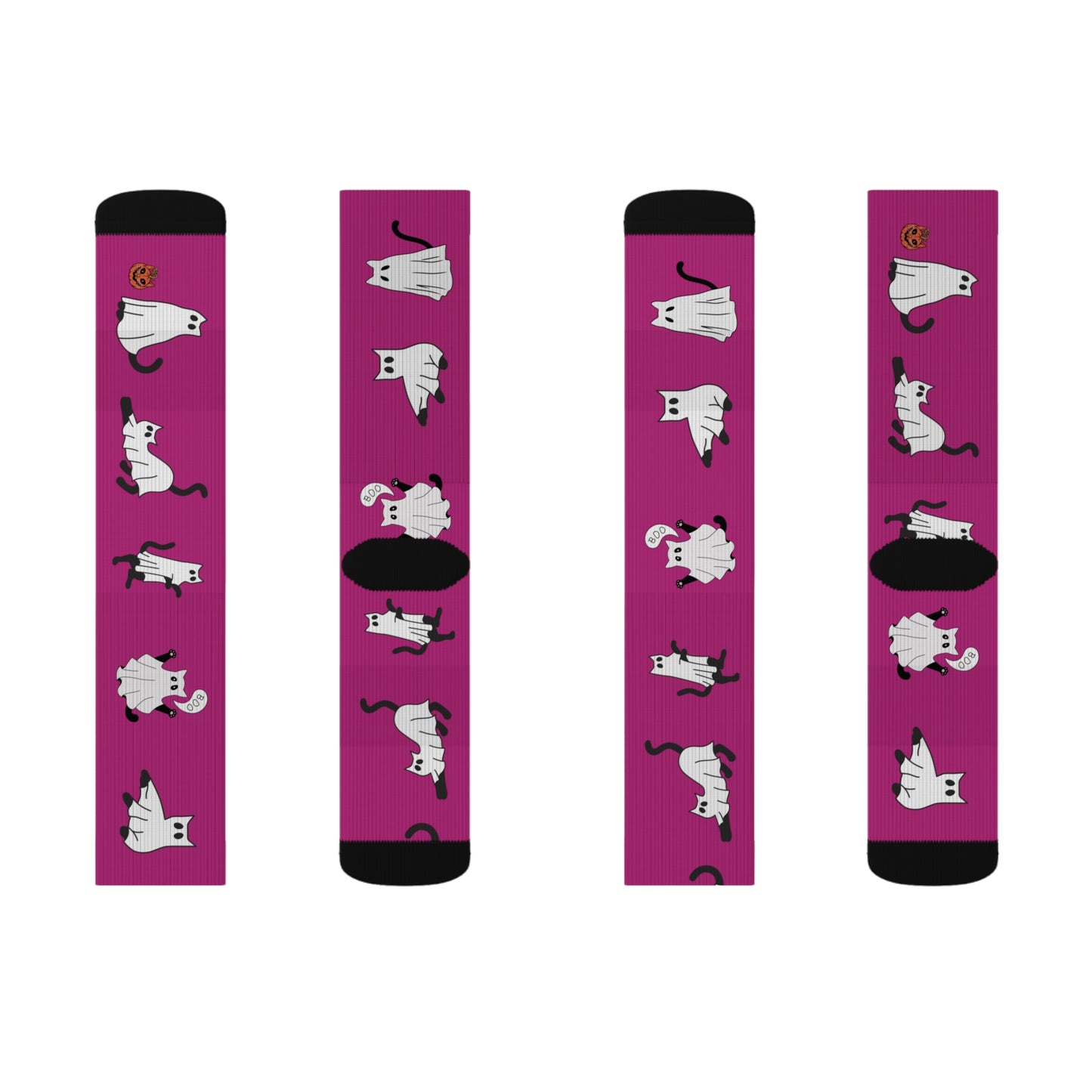 Windsor Wonders Pink Halloween Ghost Cats Sublimation Socks