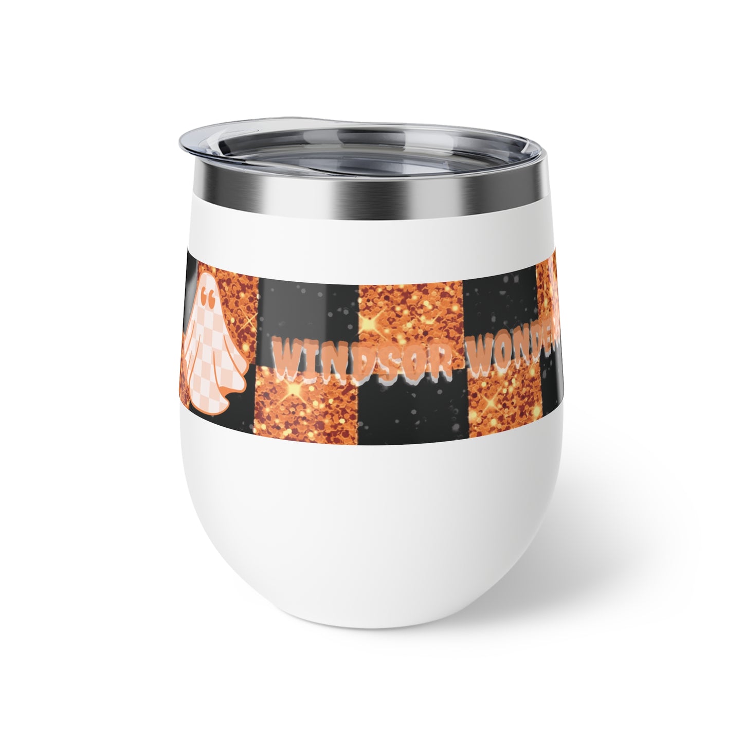 Windsor Wonders Orange Ghost Halloween Copper Vacuum Insulated Cup, 12oz