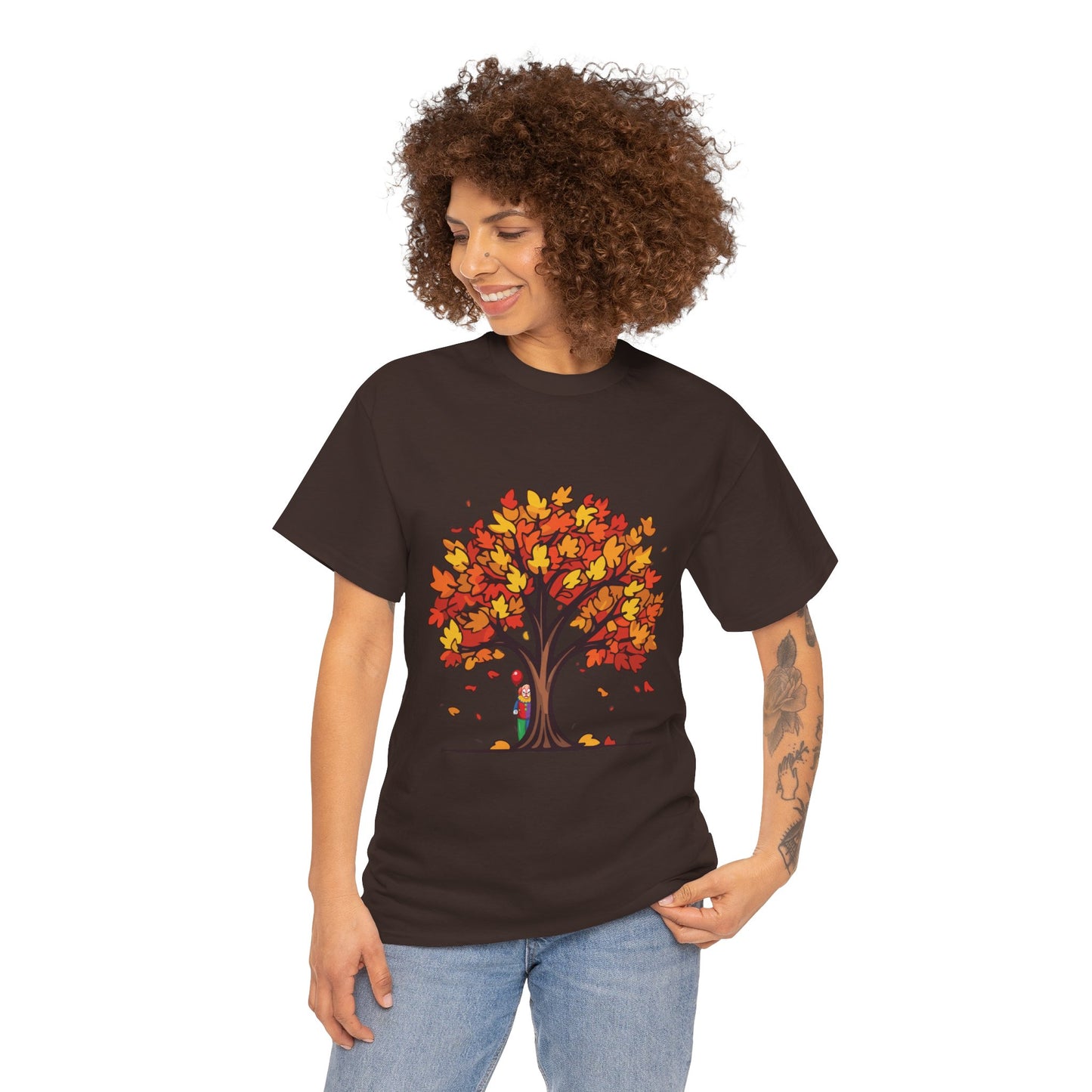 Autumn Tree Clown Tee, Unisex Cotton Shirt, Fall Fashion, Nature Lover Gift, Seasonal Wear, Thanksgiving Apparel